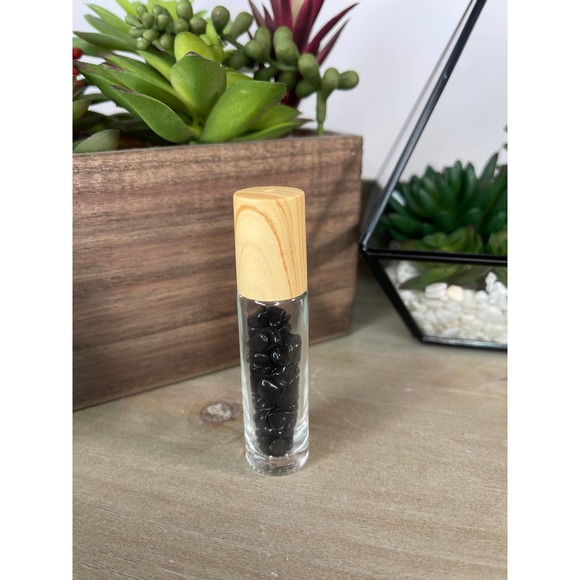 Black Obsidian Crystal Roller Bottle For Essential Oils - Picture 3 of 4